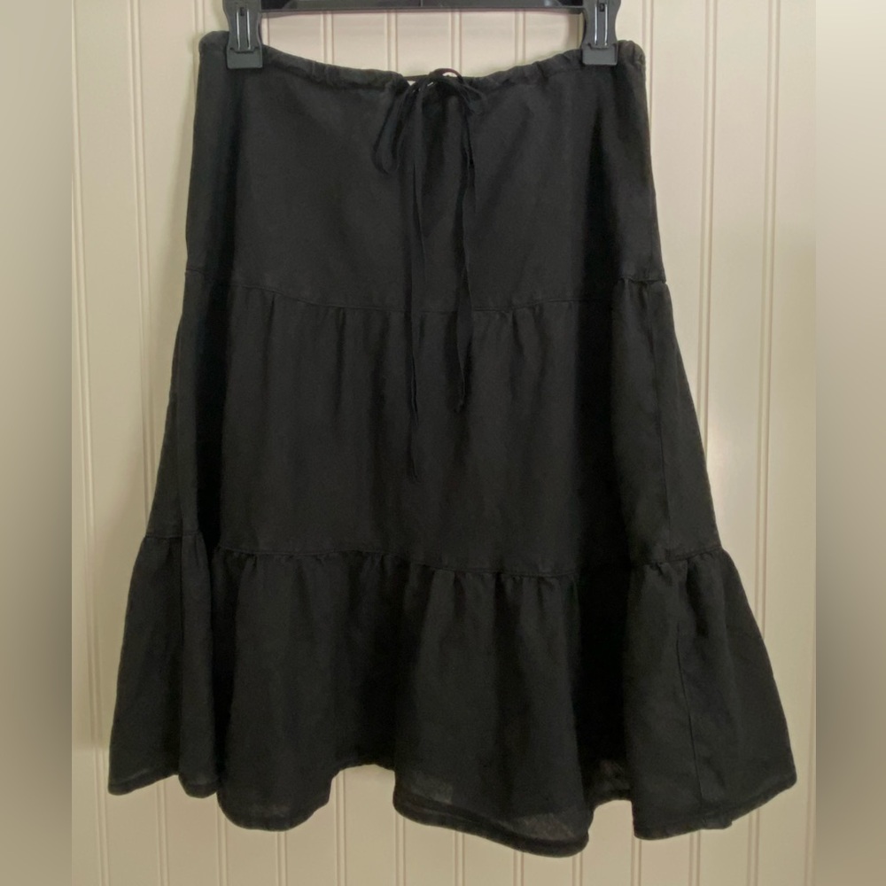 Linen short skirt with drawstring waist
